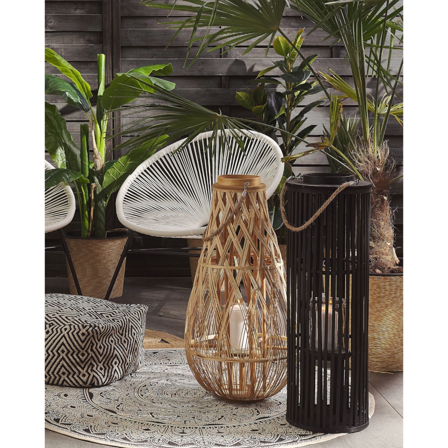 Lampion drewniany 80 cm czarny LUZON