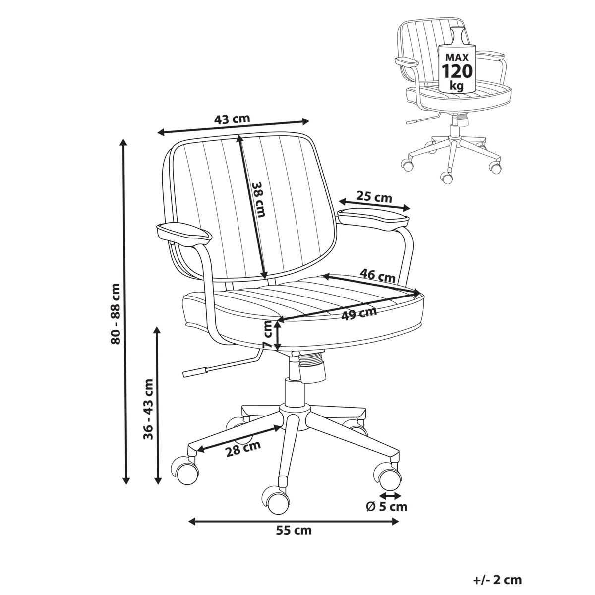 Krzesło obrotowe BERNE Ekoskóra Brązowy