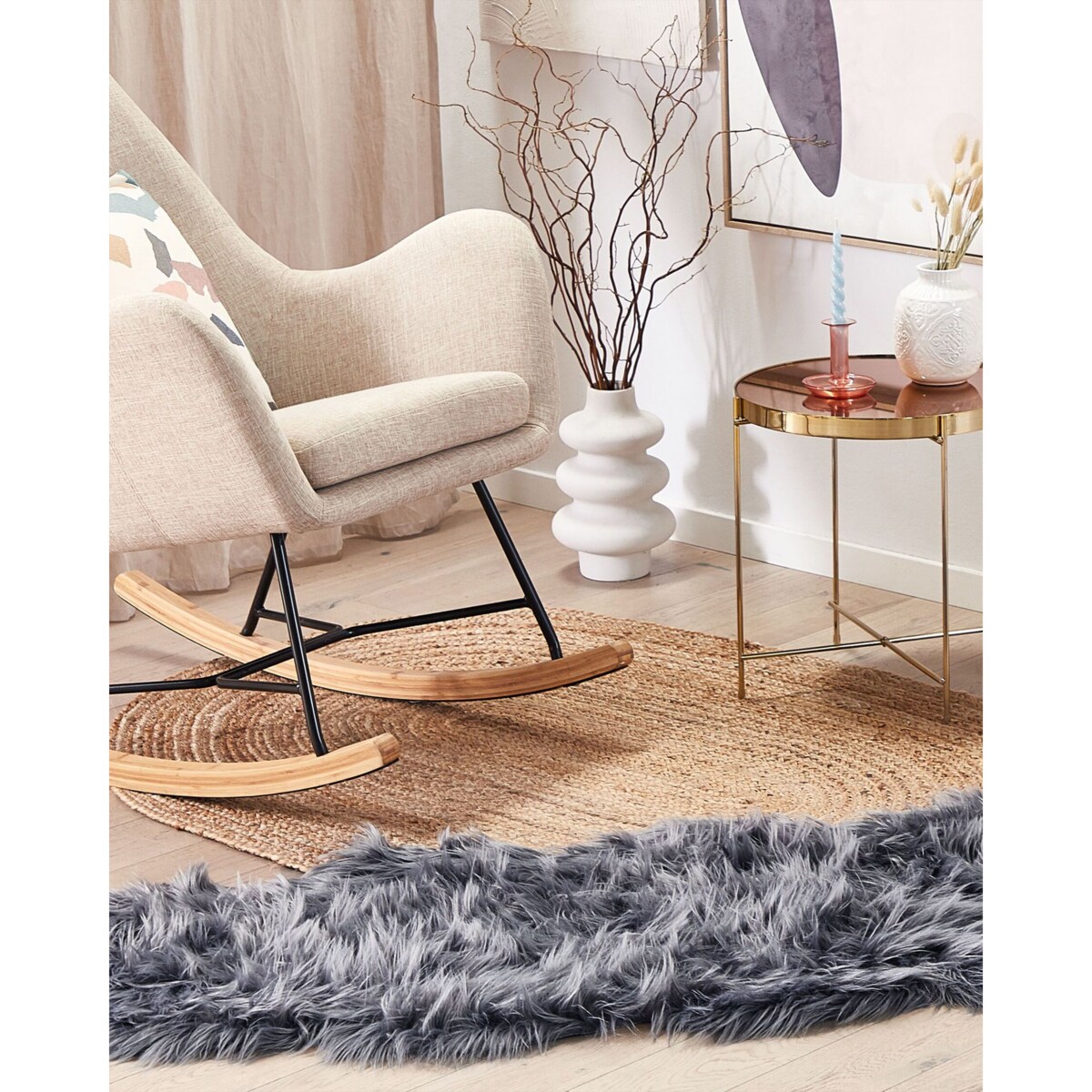 Dywan ze sztucznego futra MAMUNGARI Ciemnoszary 60 x 180 cm