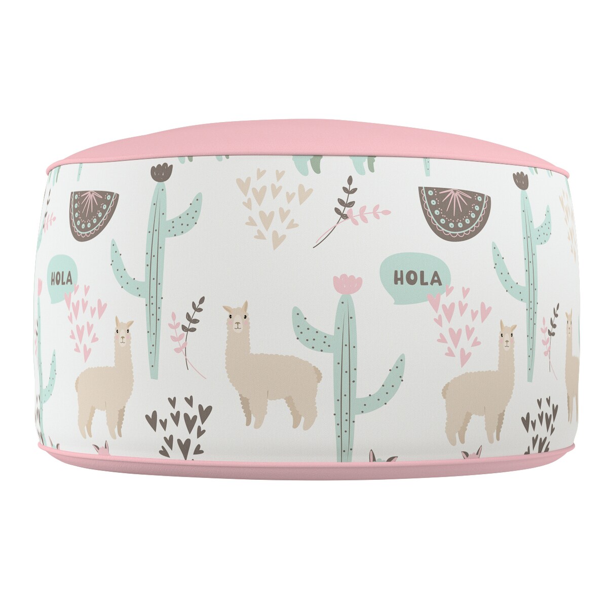 Puf dwukolorowy Coli, pastelowe lamy na jasnoszarym tle, 50x25 cm, Magic Collection