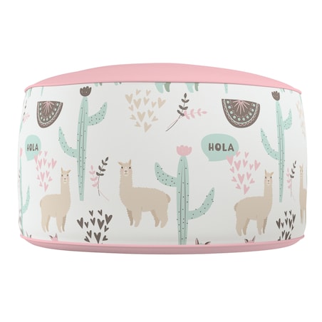 Puf dwukolorowy Coli, pastelowe lamy na jasnoszarym tle, 50x25 cm, Magic Collection