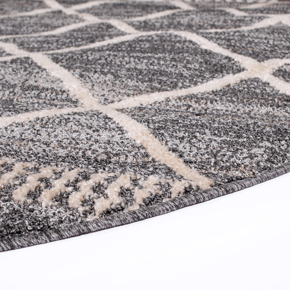 Dywan okrągły geometryczny w stylu skandinawskim Arty 26450 Szary 200x200