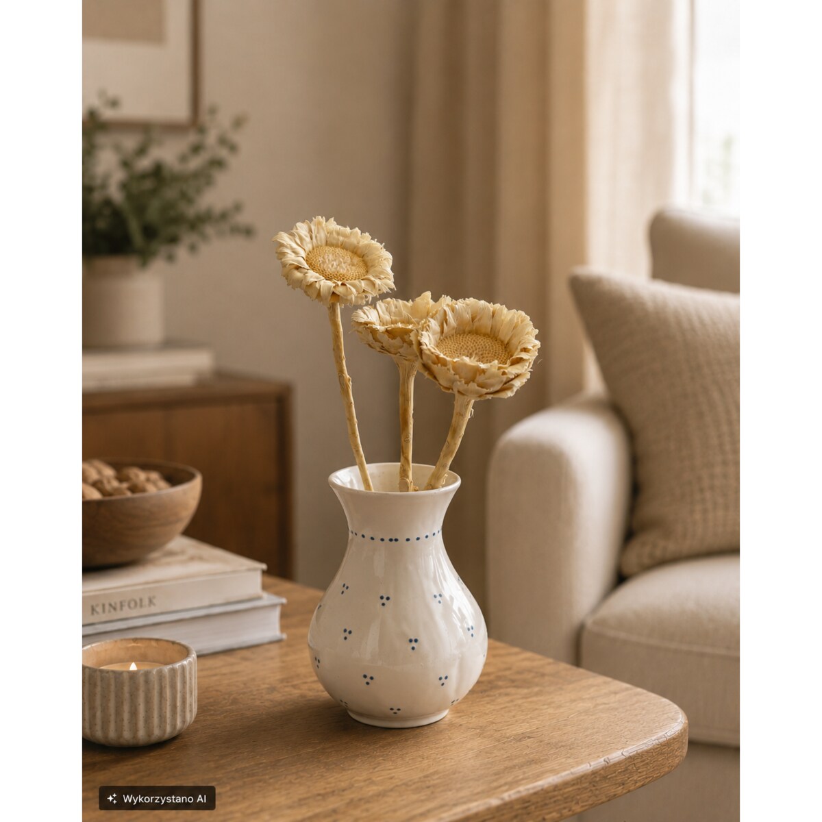 Suszona protea rosetta bielona - kwiaty suszone