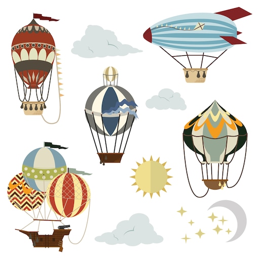 Zestaw naklejek Travel Balloons, 110x70