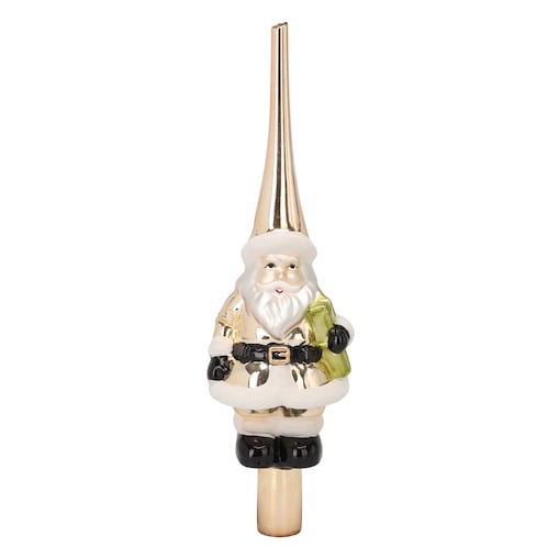 Czubek Na Choinkę Szpic Dekoracja Świąteczna Ozdobna Szklana 28 Cm Złota