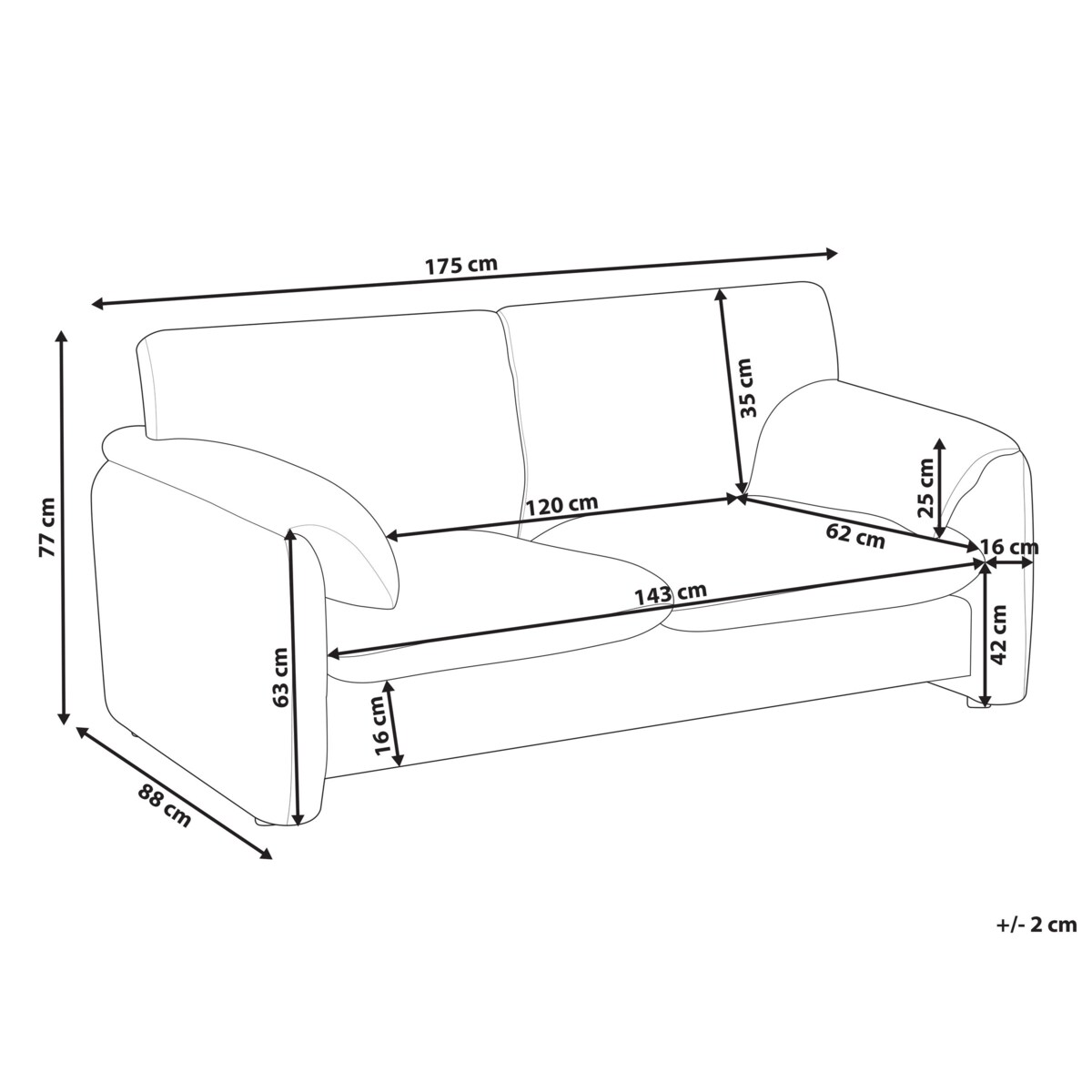 Sofa GETA Złamana biel dla 2 osób