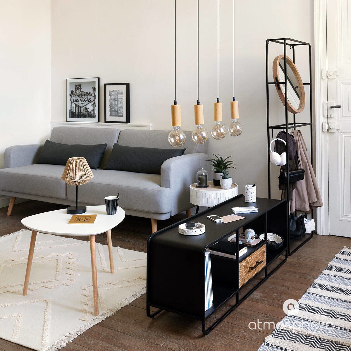 Lampa wisząca AYS, drewniana oprawa, 80 cm