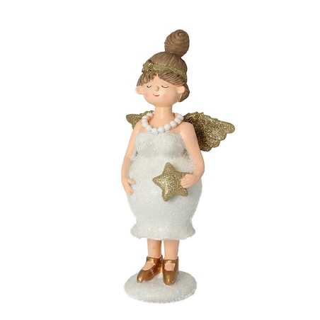 Figurka Angel Star 30 cm gold boże narodzenie, święta, świąteczne, biały, 14x11x30 cm