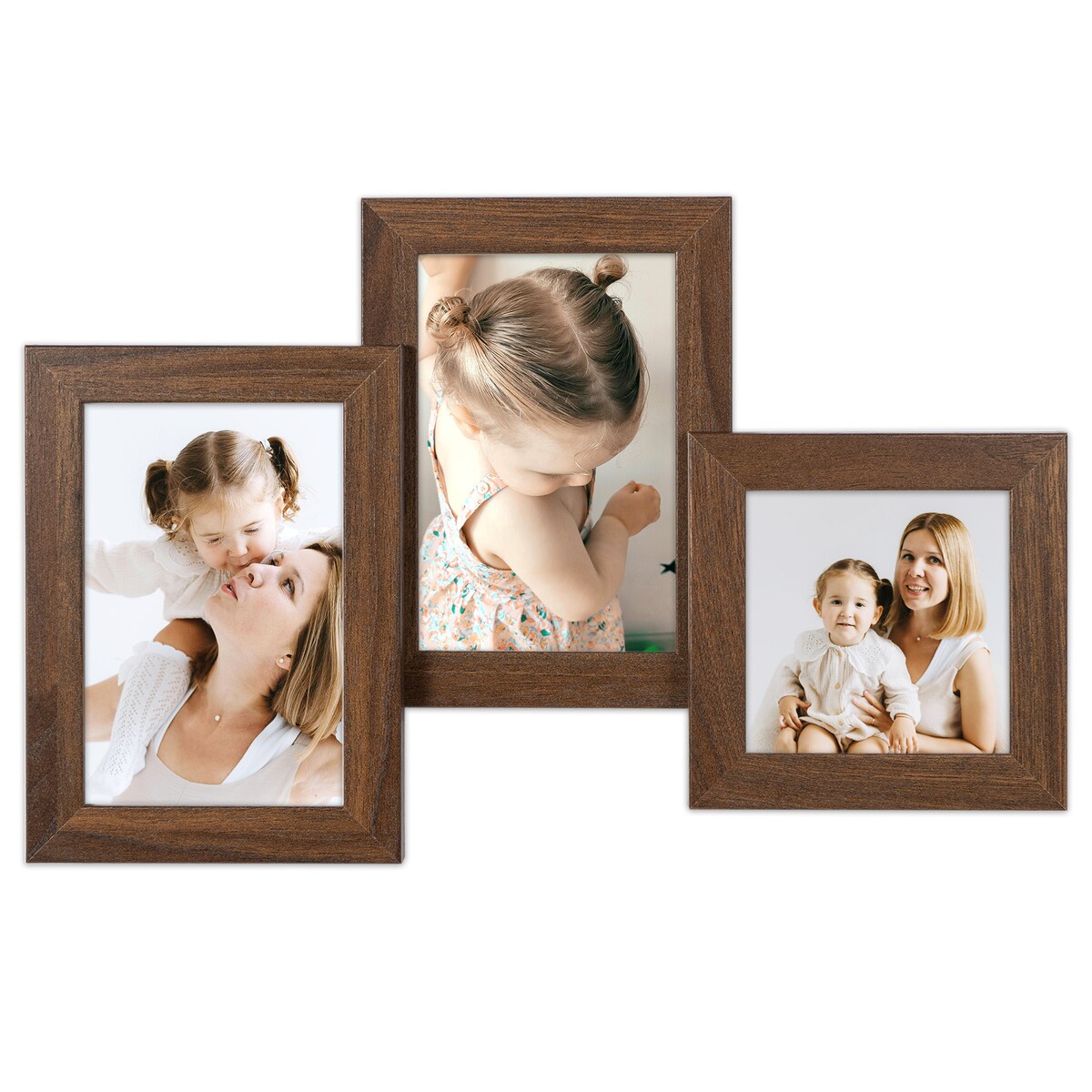 Multirama ramka na zdjęcia. Brązowa multirama na trzy zdjęcia 10x15 cm 10x10 cm Ramka na zdjęcia 3 w 1 MULTI HEN 4 FRAMAI