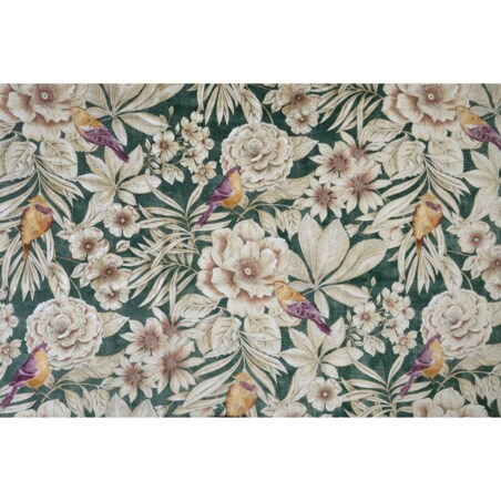 Bieżnik z motywem liści i ptaków Emerald & Mirha – 50 × 150 cm