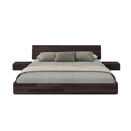 Łóżko lewitujące drewniane bukowe Visby LENA z szafkami / 180x200 cm, kolor palisander