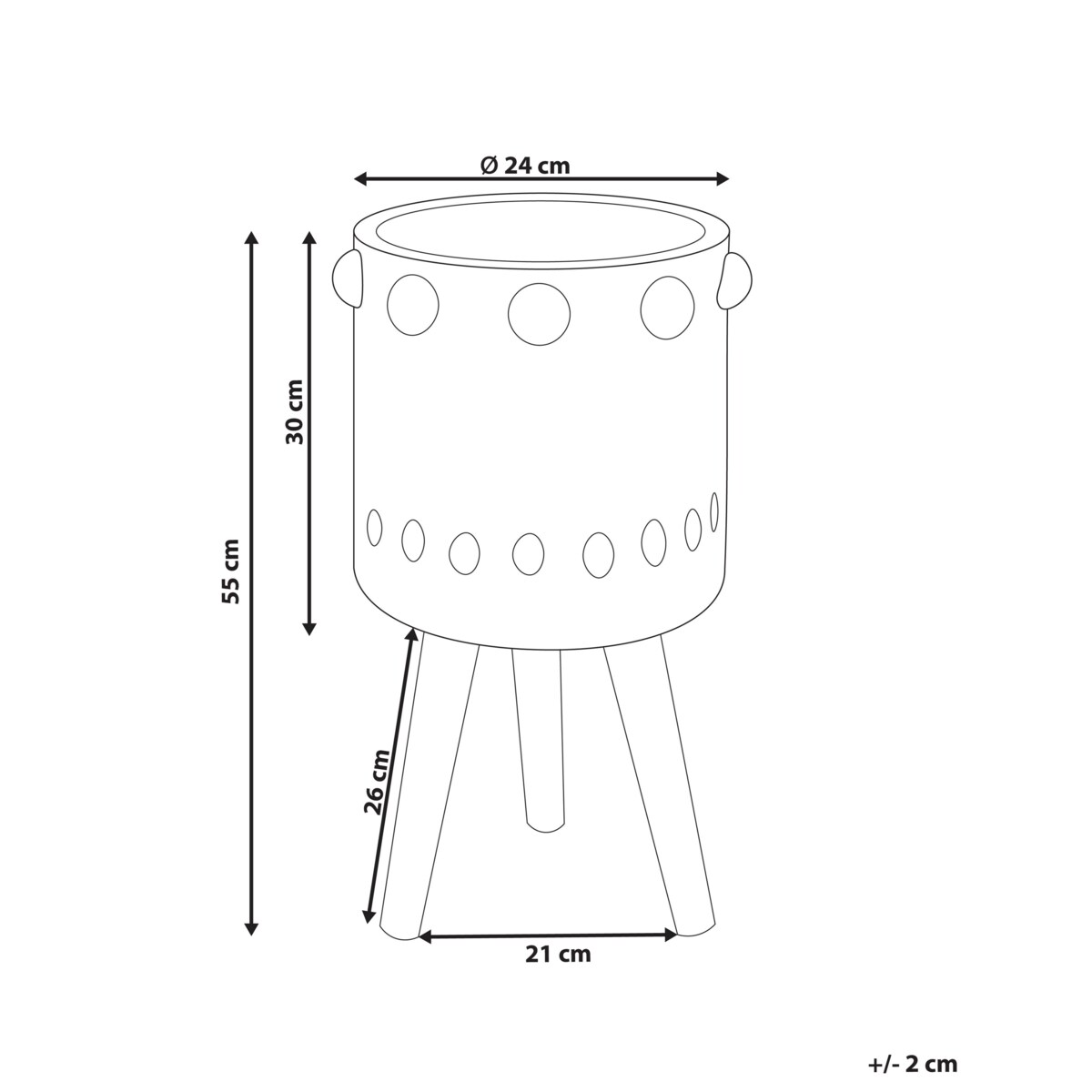 Doniczka na stojaku 24 x 24 x 55 cm grafitowa BRUNNERA