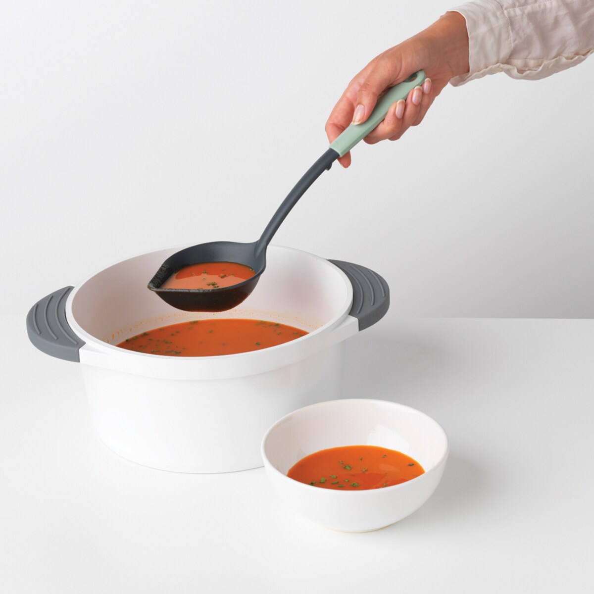 Łyżka wazowa ze skrobakiem Tasty+ zielona 122729