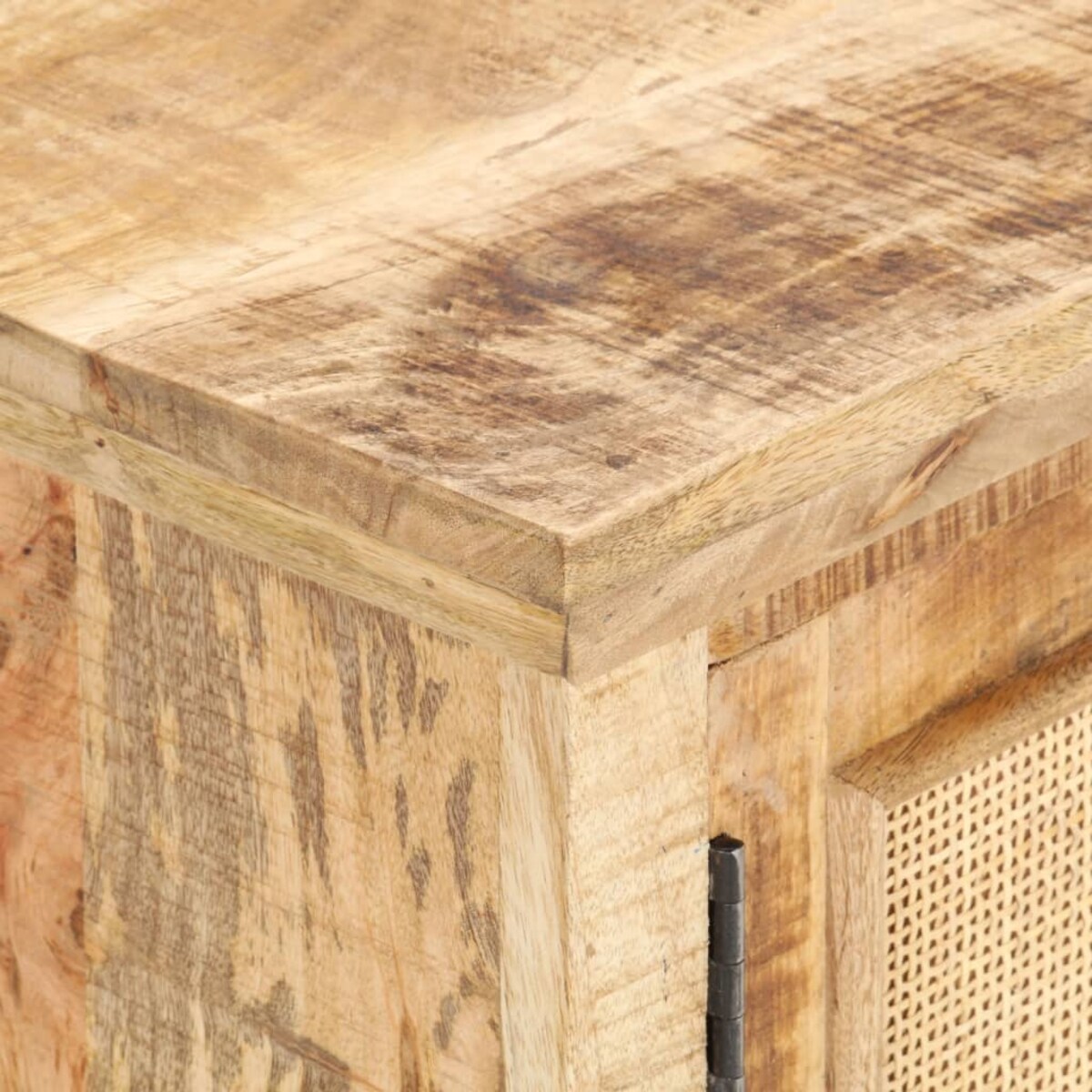 vidaXL Stolik kawowy, 90x50x35 cm, drewno mango i naturalna trzcina