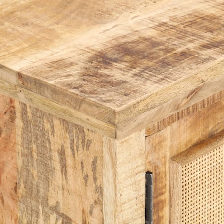 vidaXL Stolik kawowy, 90x50x35 cm, drewno mango i naturalna trzcina