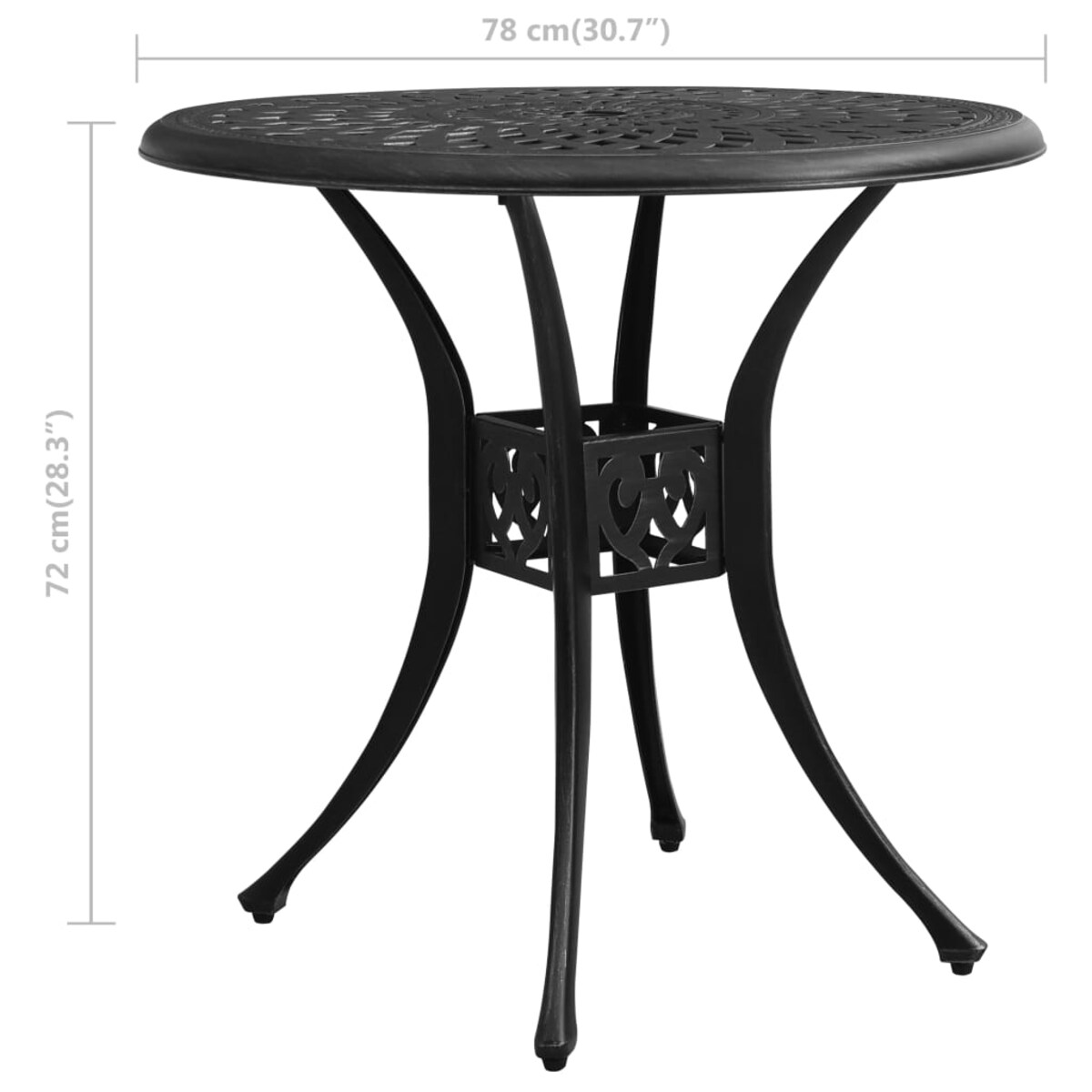 vidaXL Stolik ogrodowy, czarny, 78x78x72 cm, odlewane aluminium