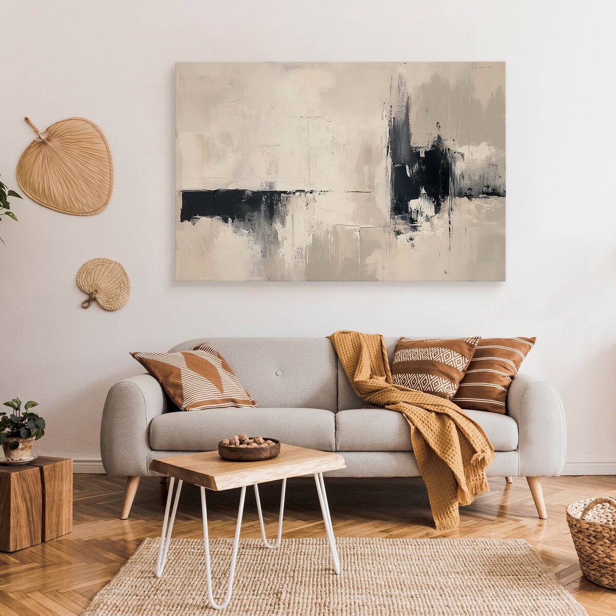 Obraz Canvas Do Salonu Sypialni Beżowa Abstrakcja Styl Boho 100x70cm