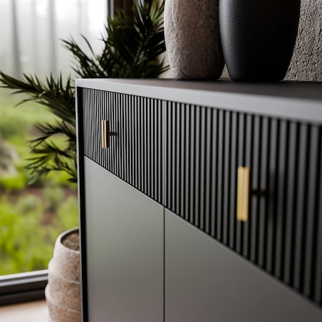 Komoda MIDNIGHT 3D3S z trzema szufladami na stelażu, czarna