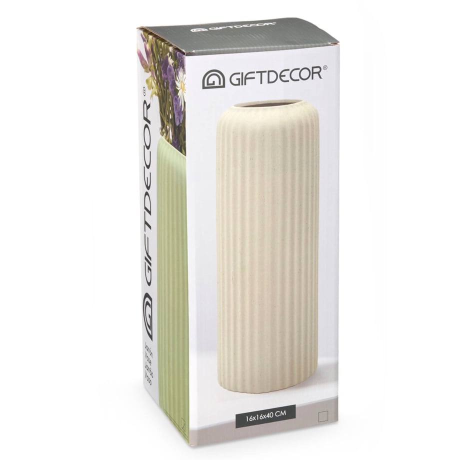 Wazon ceramiczny w paski, zielony, wys. 40 cm