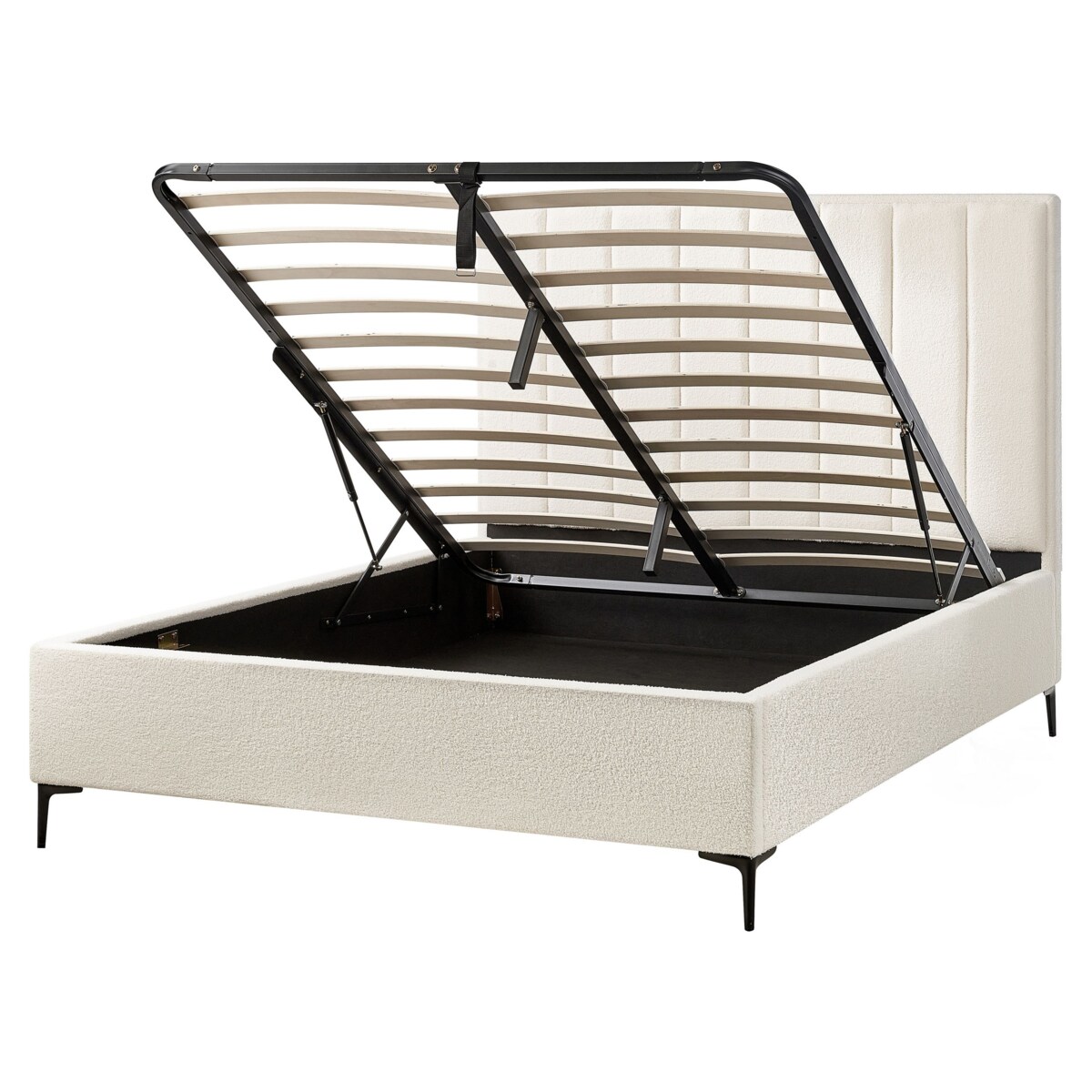 Łóżko ze stelażem SEZANNE Boucle Złamana biel