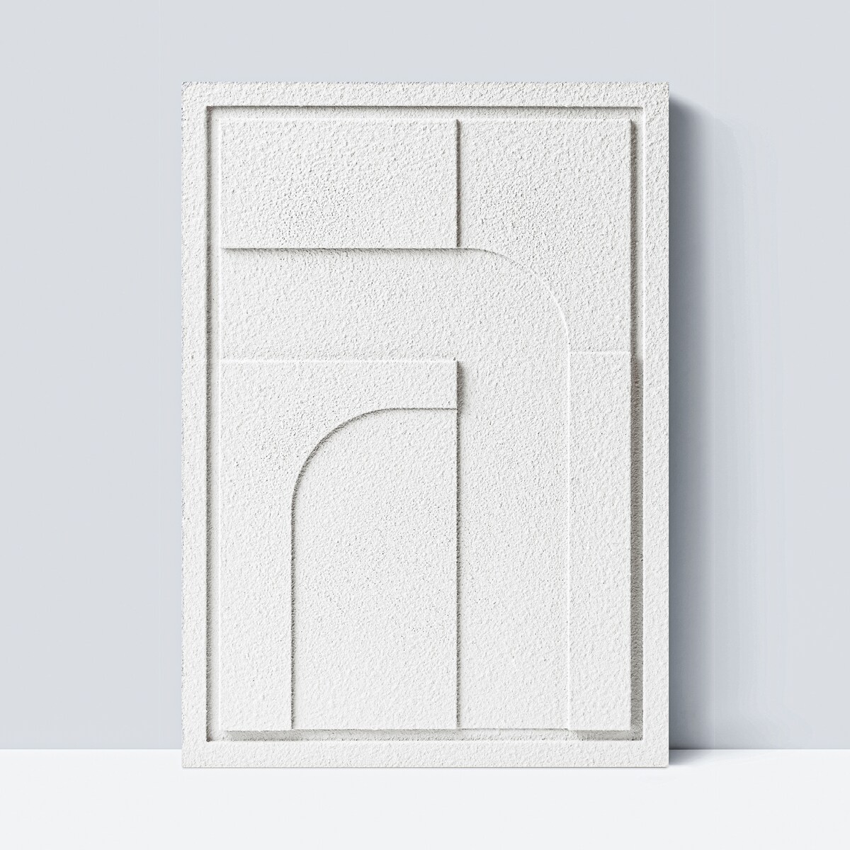 Obraz 3D 50x70cm Geometric IV – Dekoracja Ścienna z Tynku Naturalnego, Bianco Minimalistyczny Relief