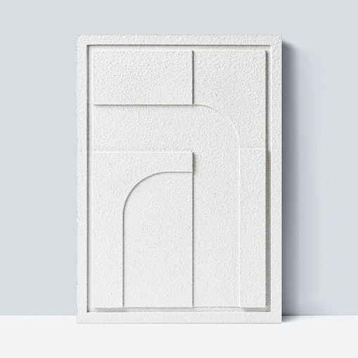 Obraz 3D 50x70cm Geometric IV – Dekoracja Ścienna z Tynku Naturalnego, Bianco Minimalistyczny Relief