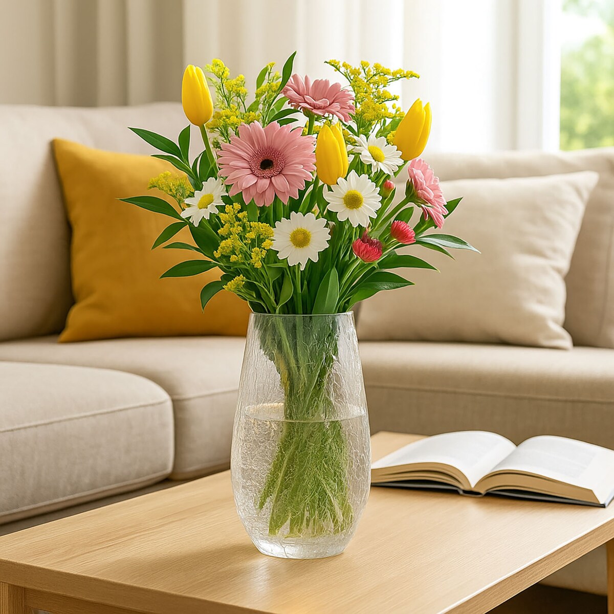 Wazon na kwiaty z motywem spękanego szkła, Ø 14 cm