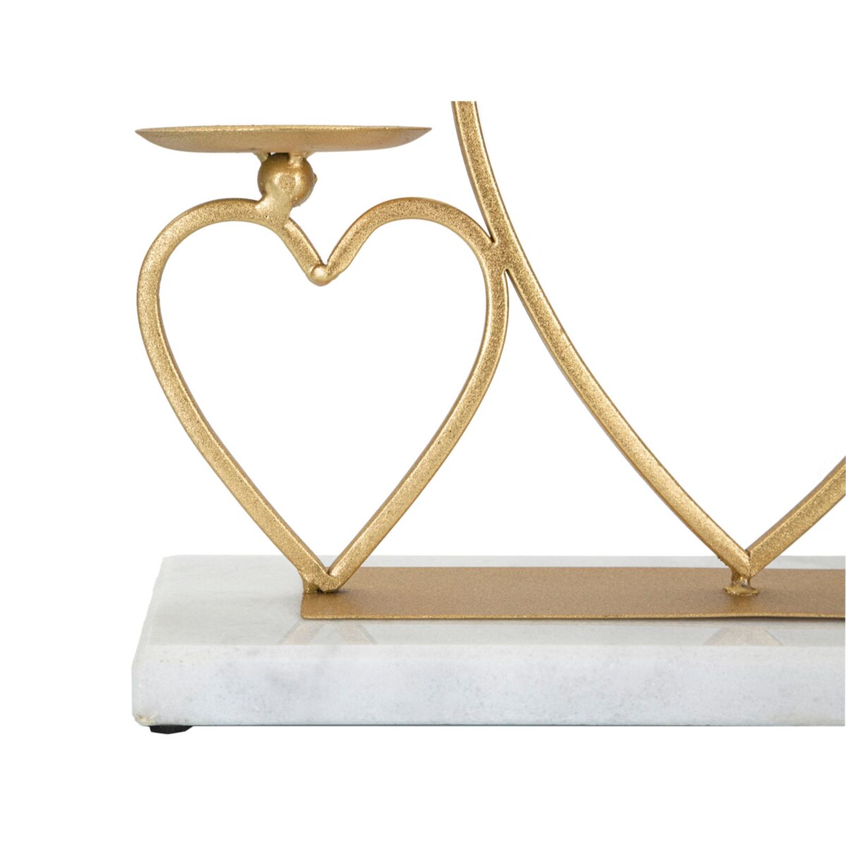 Świecznik dekoracyjny Hearts, 30 x 9 x 20 cm, świecznik na świecę, złoty, marmurowy, żelazo, marmur, Mauro Ferretti