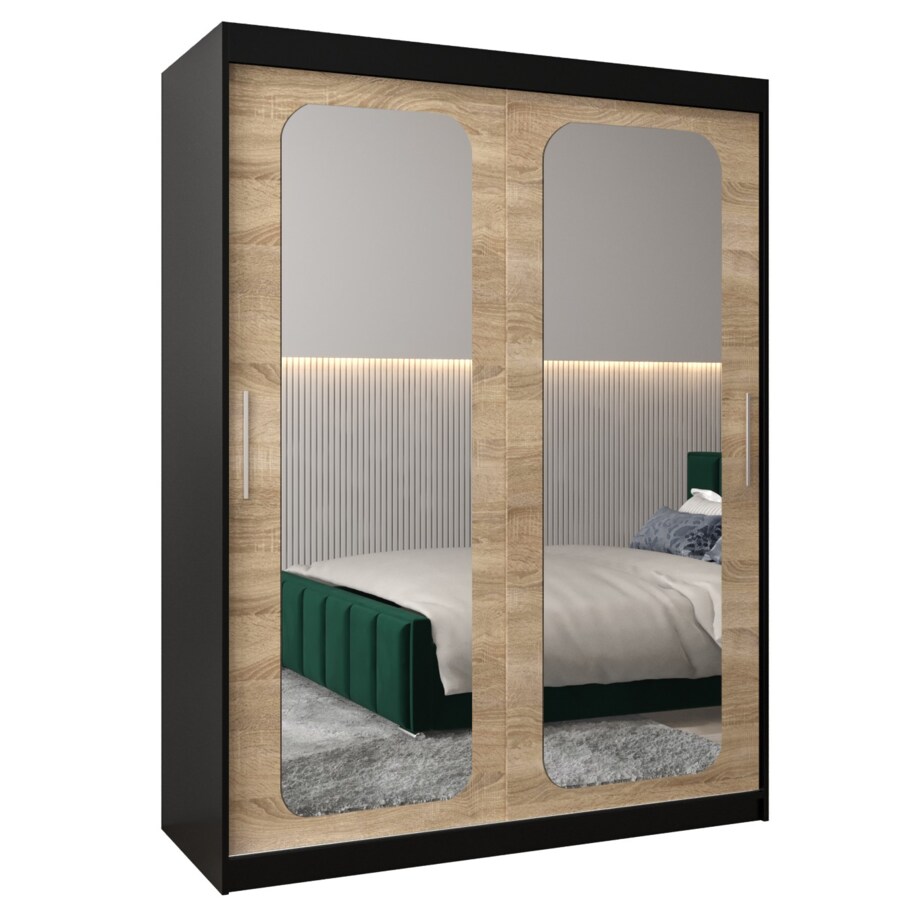 Szafa przesuwna Garderoba PROMO T3 150 czarny/sonoma