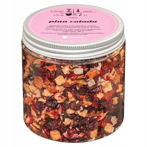 Herbata owocowa sypana PINA COLADA o smaku tropikalnym PREMIUM Cup&You - herbata liściasta sypana mieszanka napar susz - gotowa na prezent upominek