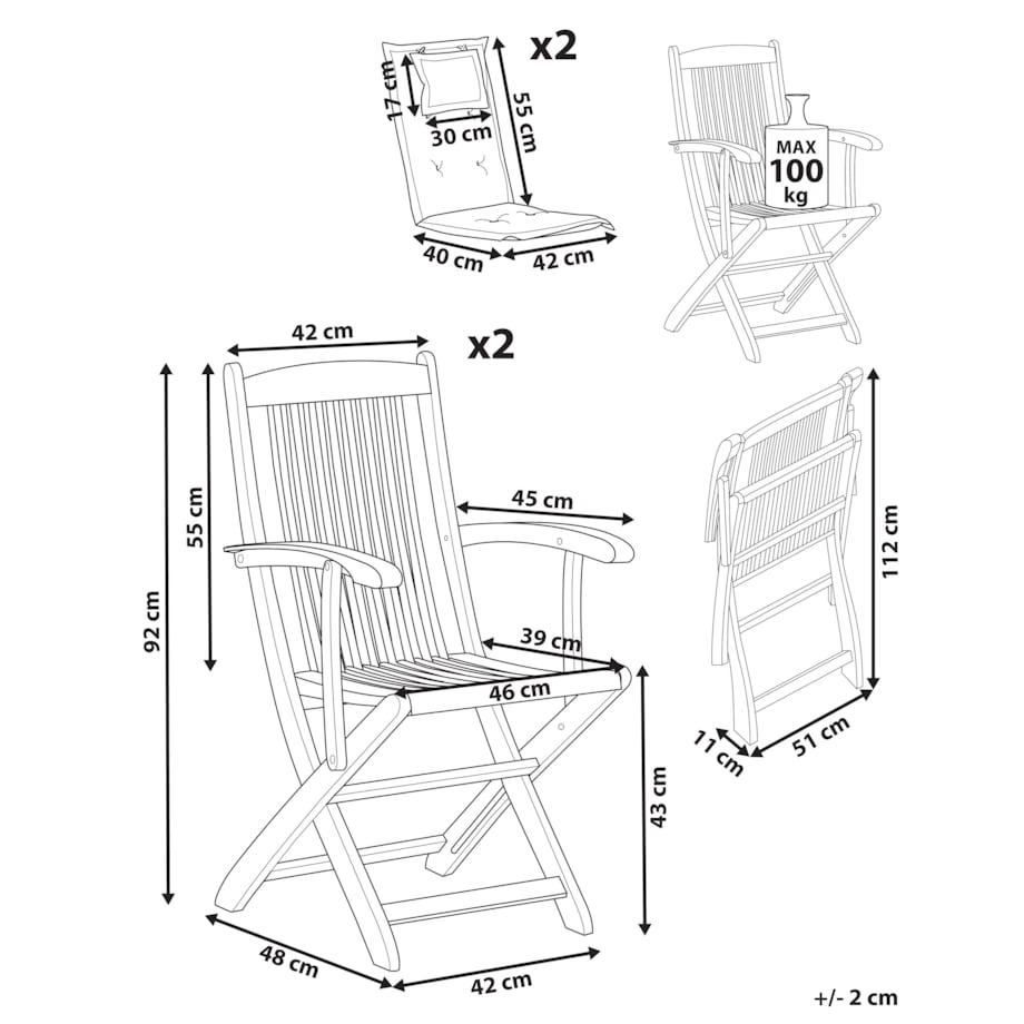 Krzesło ogrodowe Drewno Złamana biel MAUI