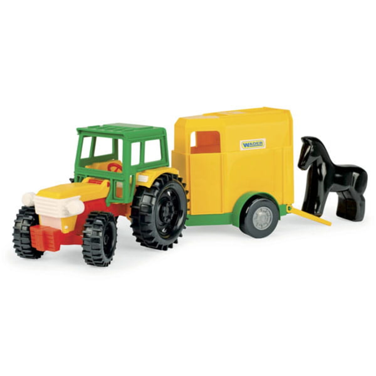 Traktor z przyczepą na konia