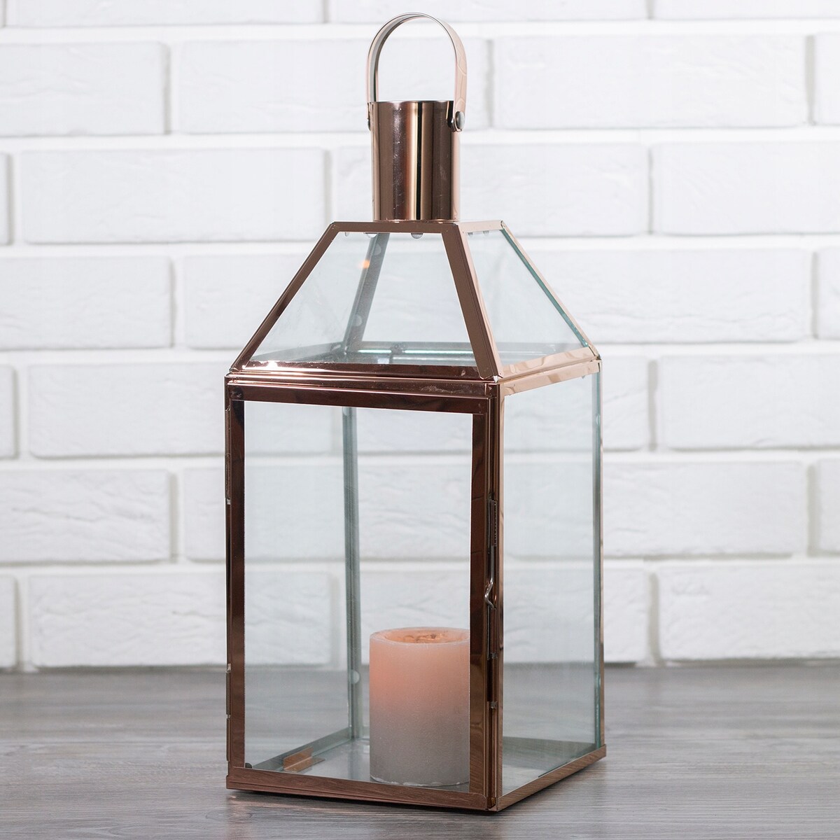 LAMPION ROSE GOLD metal / szkło wys. 45cm