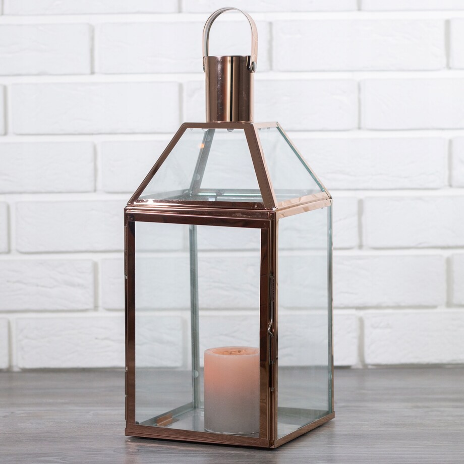 LAMPION ROSE GOLD metal / szkło wys. 45cm