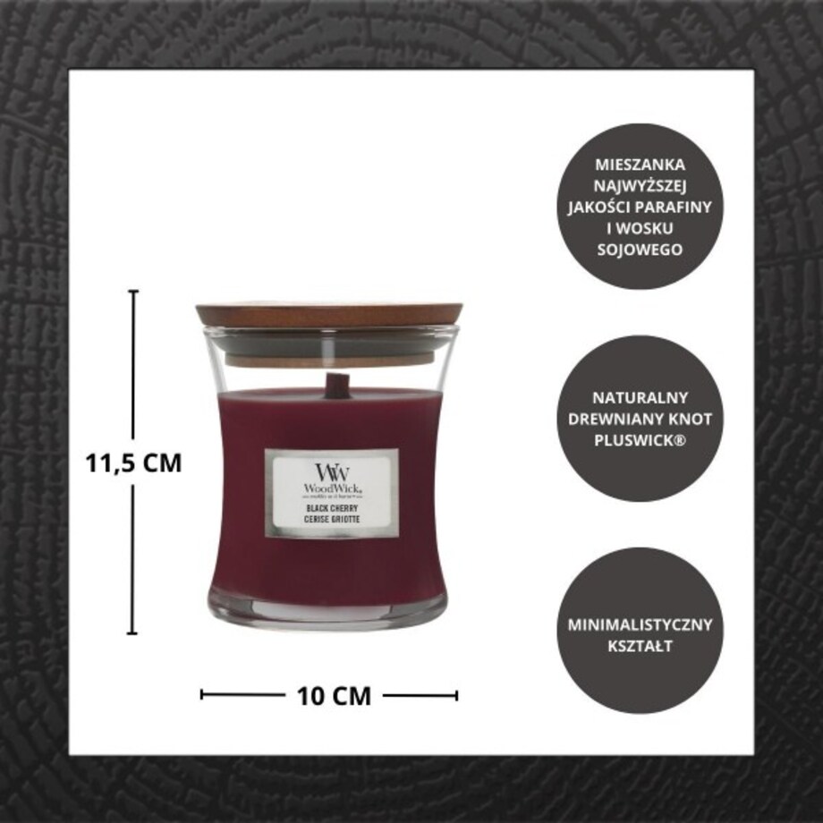 WoodWick świeca średnia BLACK CHERRY