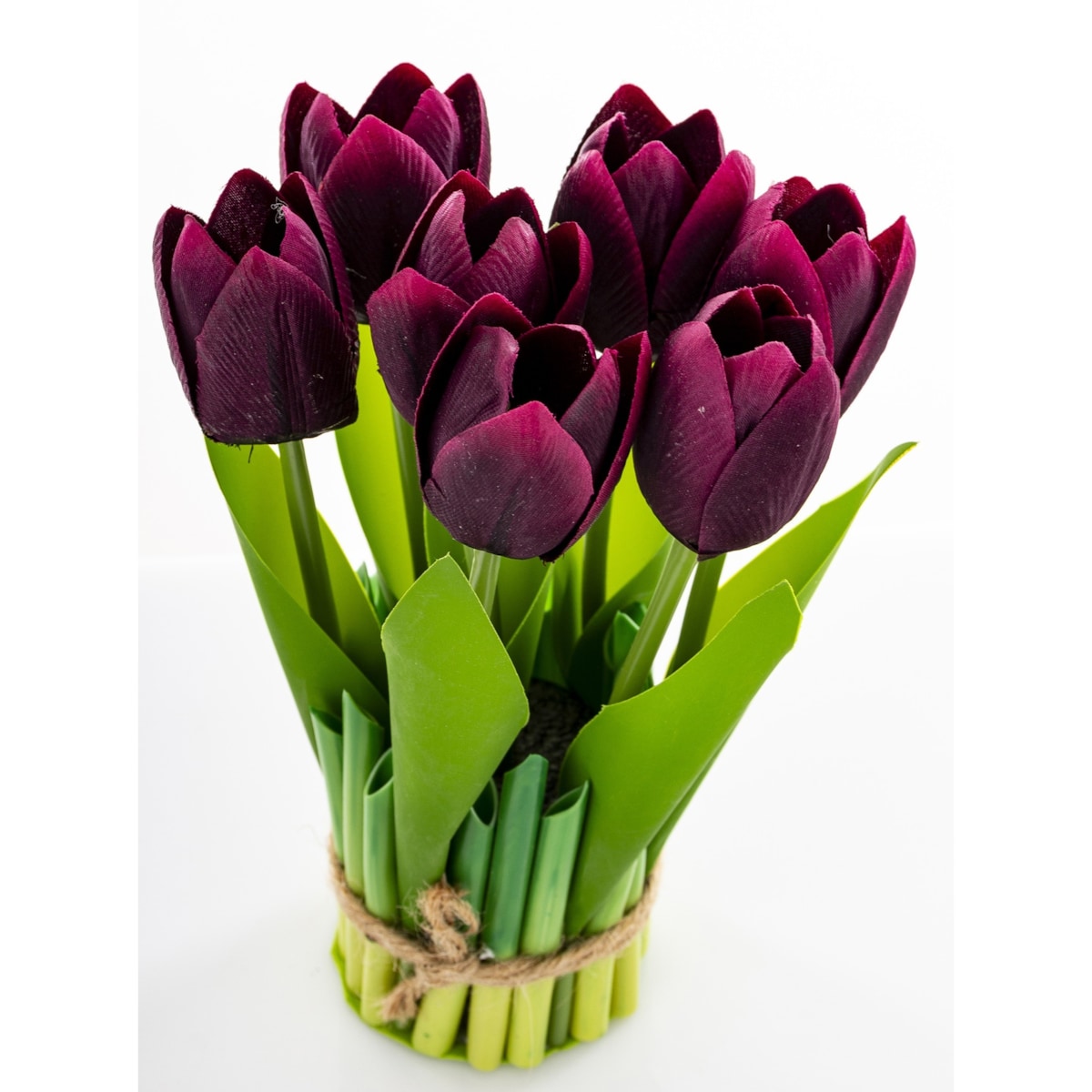 Dekoracja - bukiet sztucznych kwiatów 20x10x10 cm TULIPANY fioletowe