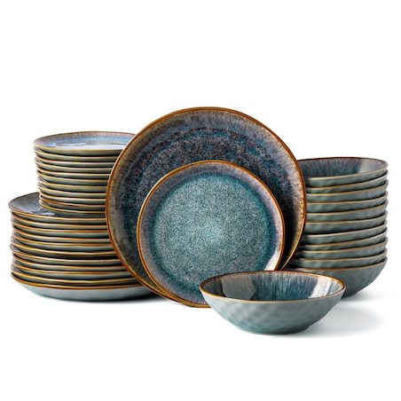 Serwis obiadowy Aokari niebiesko-biały na 12 osób 36 szt. Nowoczesny Do zmywarki Komplet talerzy