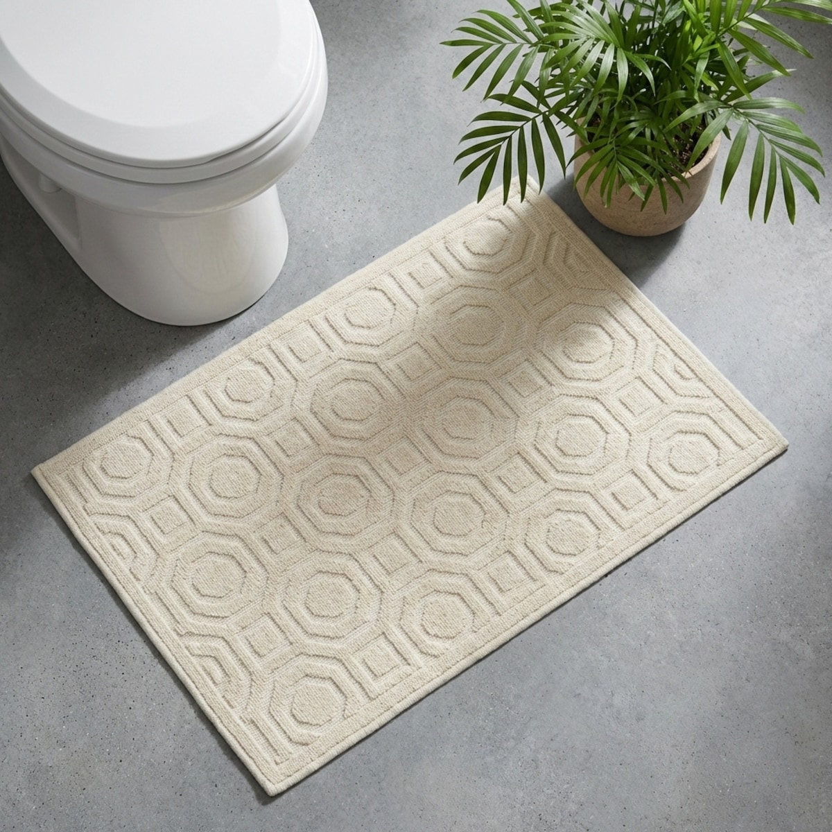 Komplet 2 szt Dywanik bawełniany 50x80 cm Lino antypoślizgowy egipski do prania pokoju łazienki zestaw Geometryczny beżowy