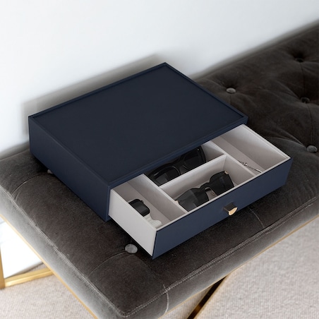 Szkatułka na biżuterię Stackers Pebble głęboka supersize granatowa z szufladą