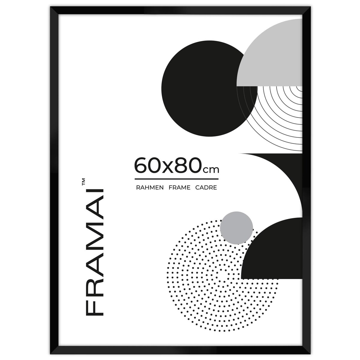 Ramka na zdjęcia 60x80 cm czarna rama MDF z plexi do powieszenia pion poziom klasyczna ramka prostokątna