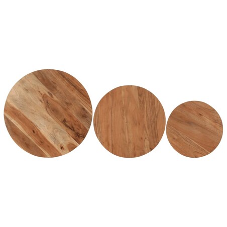 vidaXL Stoliki kawowe, zsuwane razem, 3 szt., drewno akacjowe i żelazo