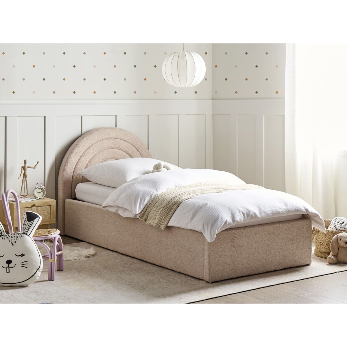 Łóżko z pojemnikiem Boucle ANET 90 x 200 cm Beżowy