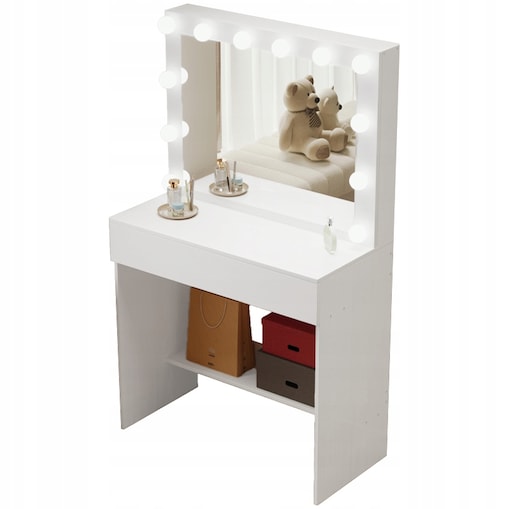 TOALETKA Z LUSTREM LED KOSMETYCZNA MAKIJAŻU WIZAŻU NOWOCZESNA LOFT GLAMOUR