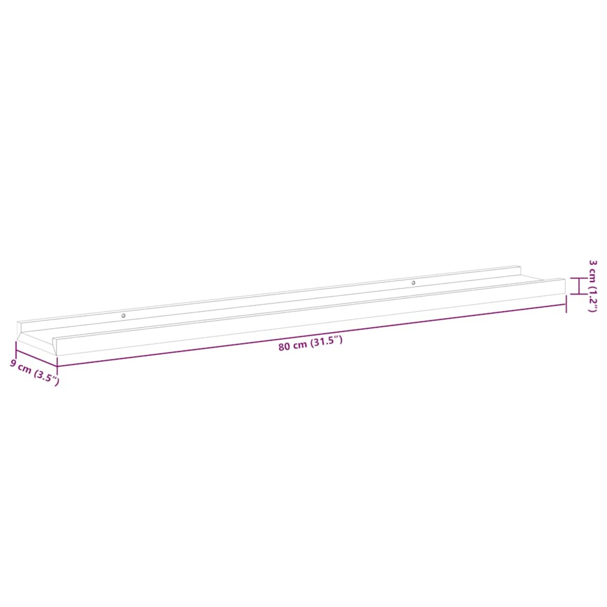 vidaXL Półki ścienne, 4 szt., białe, 80x9x3 cm