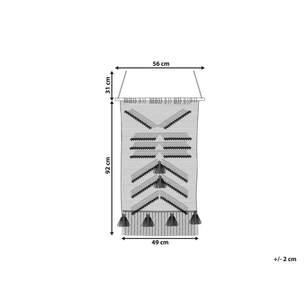 Dekoracja ścienna bawełniana czarno-biała PAKPATTAN