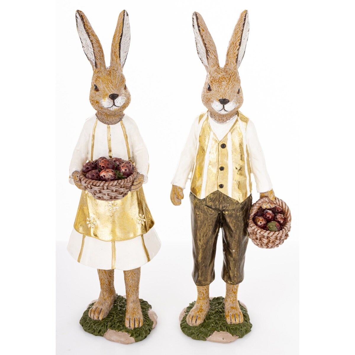 Dekoracja - para królików 25,5x9,5x6 i 25x7,5x7 cm RAFFINATO z koszykami