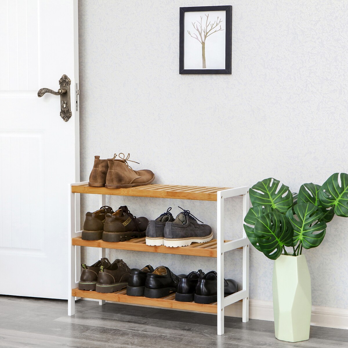 Szafka Na Buty 70X26X55 Cm Naturalny, Biały