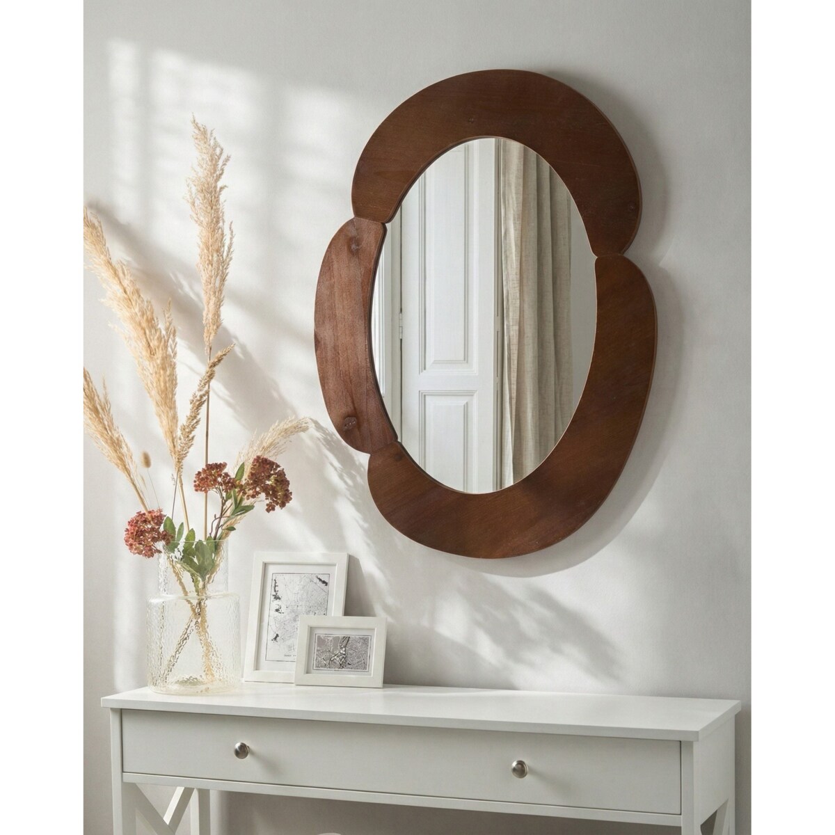 Lustro ścienne ALVENA 60 cm 80 cm Ciemnobrązowy