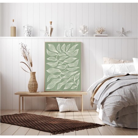 Poster Story, Plakat, Obraz - Zielone Graficzne Liście, wymiary 42 x 60 cm