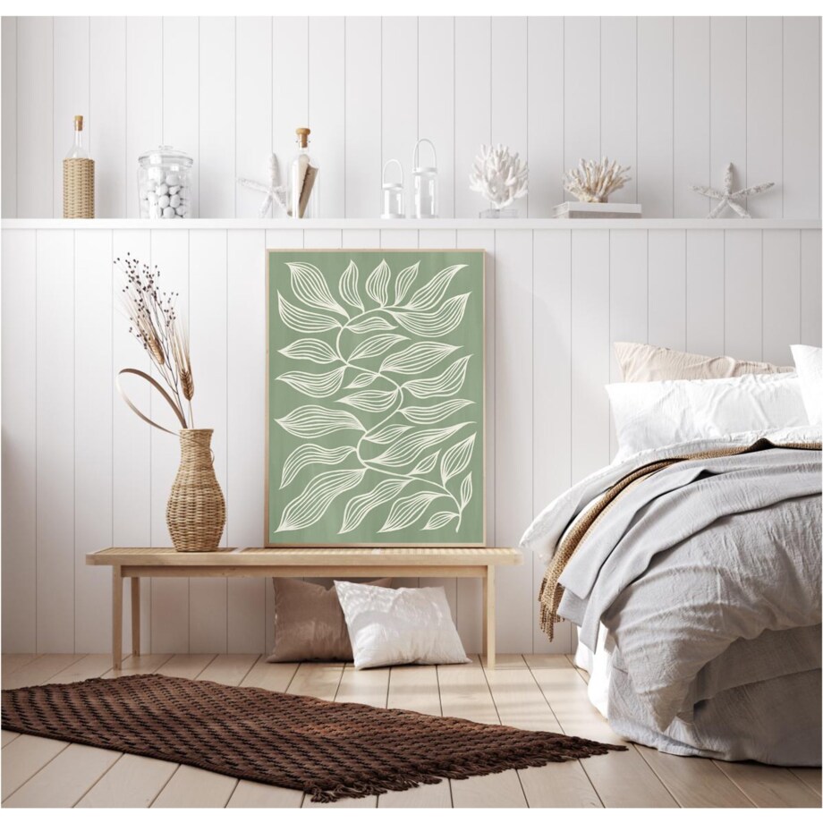 Poster Story, Plakat, Obraz - Zielone Graficzne Liście, wymiary 42 x 60 cm